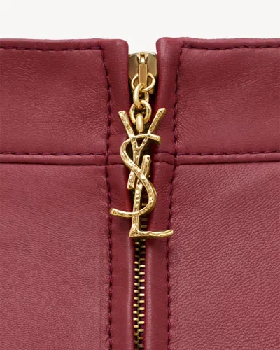 Saint Laurent Cassandre Lambskin Pencil Skirt In Red