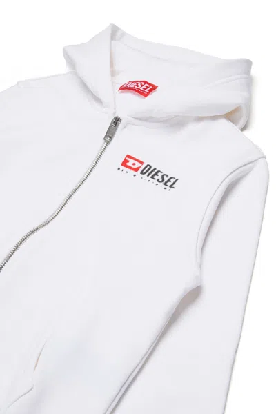 Diesel Sdropshoodz Over Zip-fastening Hoodie In White