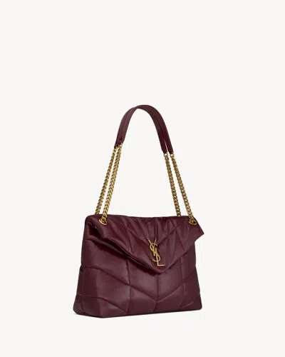 Saint Laurent Medium Puffer-design Shoulder Bag In Burgundy