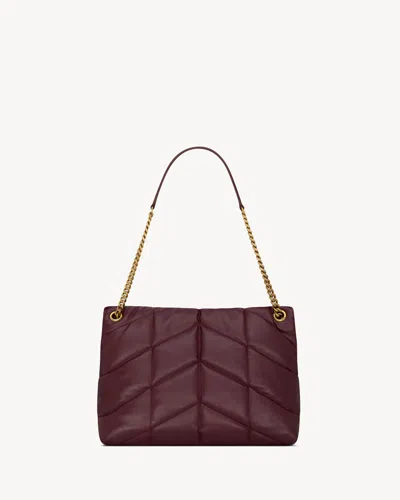Saint Laurent Medium Puffer-design Shoulder Bag In Burgundy