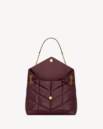 Saint Laurent Medium Puffer-design Shoulder Bag In Burgundy
