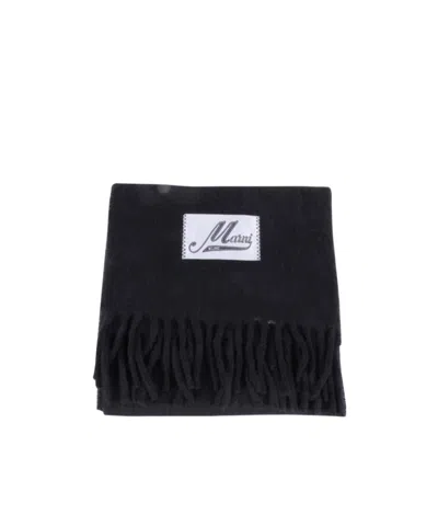 Marni Fringed-trims Scarf In Black