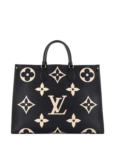 Pre-owned Louis Vuitton Onthego Bicolor Monogram Empreinte Giant Gm Tote Bag In Black