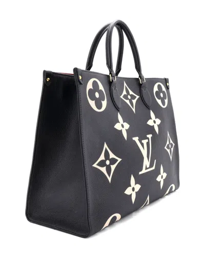 Pre-owned Louis Vuitton Onthego Bicolor Monogram Empreinte Giant Gm Tote Bag In Black