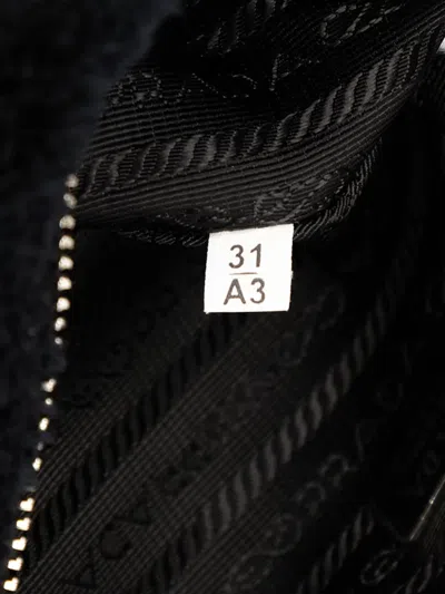 Pre-owned Prada 2013-2025 Spugna Terry Cloth Triangle Logo Crossbody Bag In Black