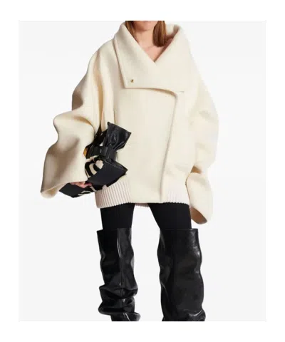 Balmain Wool-blend Oversized Caban Jacket In Neutral