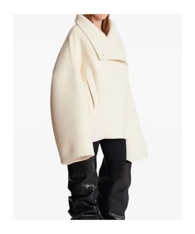 Balmain Wool-blend Oversized Caban Jacket In Neutral