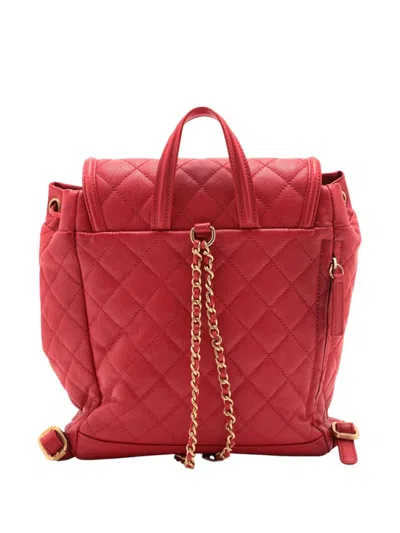 Pre-owned Chanel 2018 Quilted Caviar Cc Filigree Backpack In Red