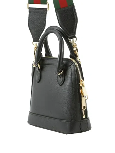 Pre-owned Gucci 2016-2025 Adidas Mini Leather Horsebit 1955 Top Handle Bag Satchel In Black