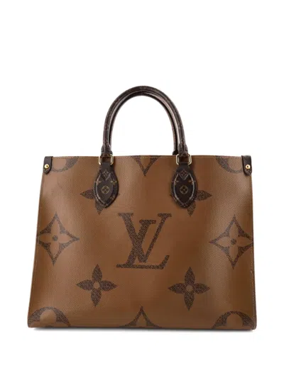 Pre-owned Louis Vuitton Onthego Reverse Monogram Giant Mm Tote Bag In Brown