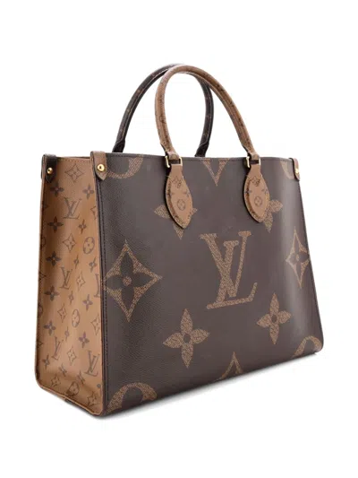 Pre-owned Louis Vuitton Onthego Reverse Monogram Giant Mm Tote Bag In Brown