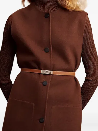 Pre-owned Hermes Kelly 18 Buckle Belt In Brown