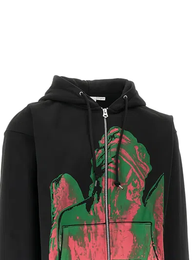 Obey Graphic-print Zipped Hoodie In Black