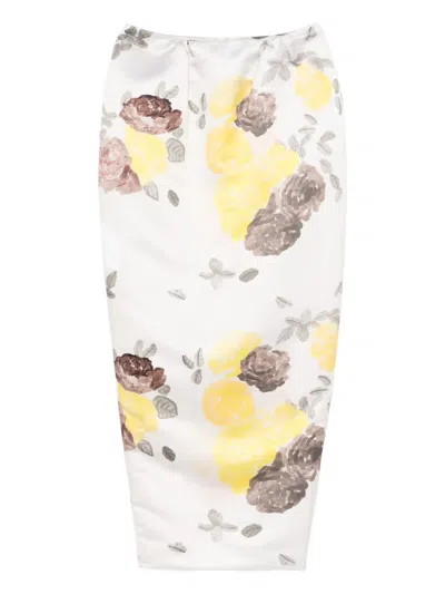 Bernadette Damian Floral-print Midi Skirt In White