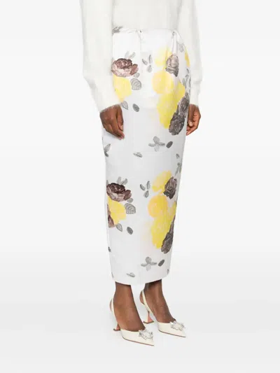 Bernadette Damian Floral-print Midi Skirt In White