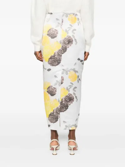 Bernadette Damian Floral-print Midi Skirt In White