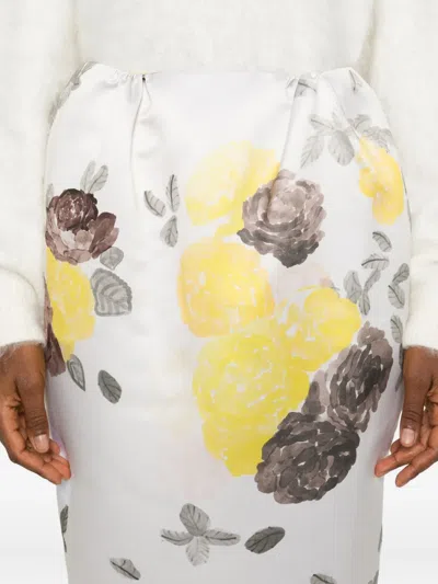 Bernadette Damian Floral-print Midi Skirt In White