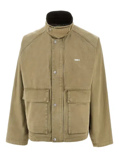 Obey Caden Corduroy-collar Shirt Jacket In Neutral