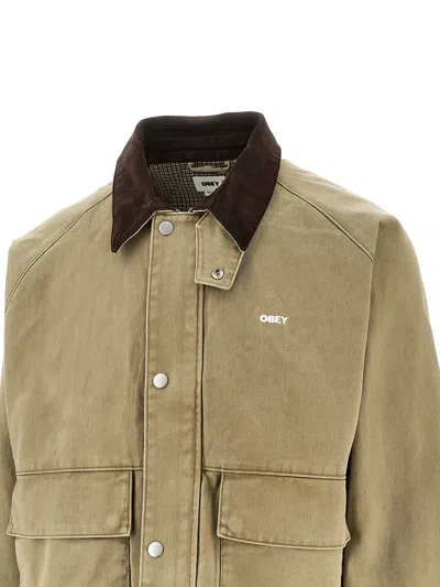 Obey Caden Corduroy-collar Shirt Jacket In Neutral
