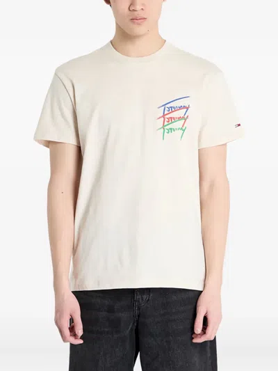 Tommy Jeans Logo-print T-shirt In Neutral