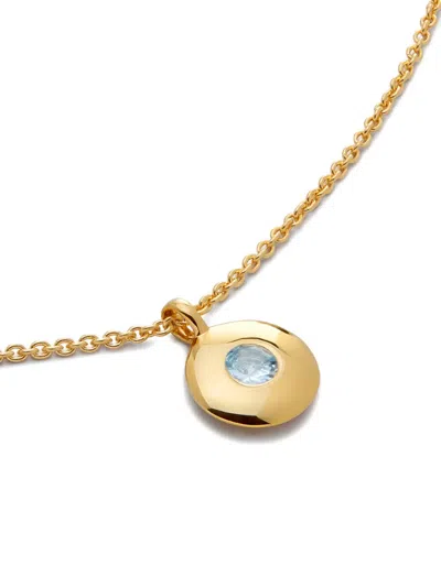 Monica Vinader 18kt Recycled Gold Vermeil Birthstone Aquamarine Pendant Necklace In Gold