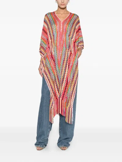 Missoni Chevron-knit Poncho In Multi