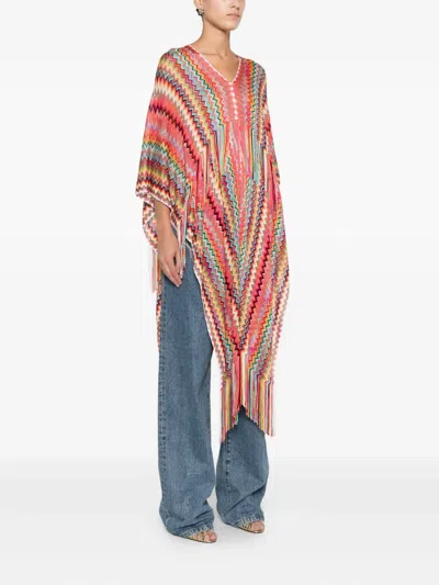 Missoni Chevron-knit Poncho In Multi