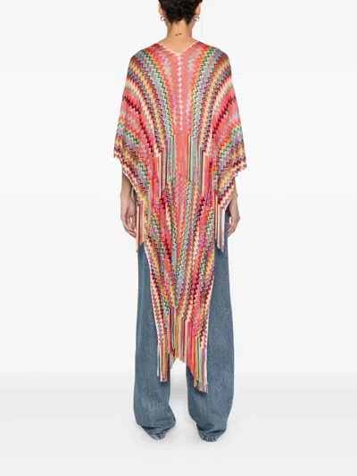 Missoni Chevron-knit Poncho In Multi