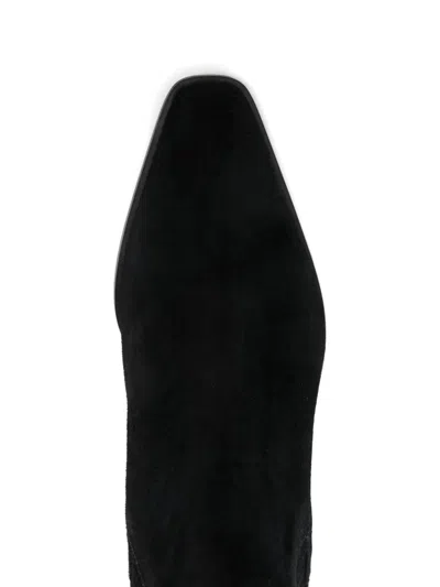 Aeyde Pointed Toe Ankle Boots With Elastic Side Panels In Black