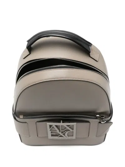Armani Exchange Logo-plaque Backpack In Gray