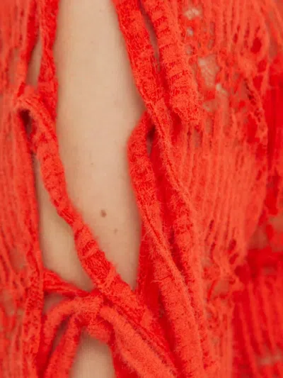 Won Hundred Tie-detail Open-knit Top In Red