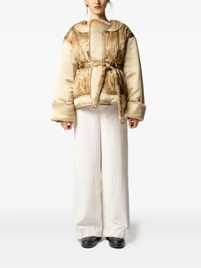 Muller Of Yoshiokubo Tie-waist Panelled Jacket In Brown