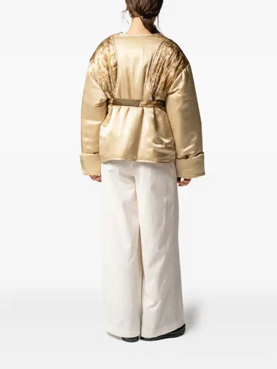 Muller Of Yoshiokubo Tie-waist Panelled Jacket In Brown