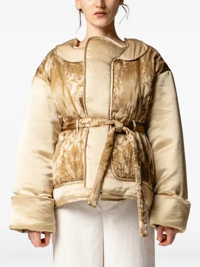 Muller Of Yoshiokubo Tie-waist Panelled Jacket In Brown