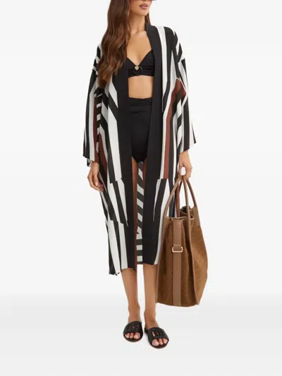 Max Mara Ovatte Striped V-neck Cover-up In Black