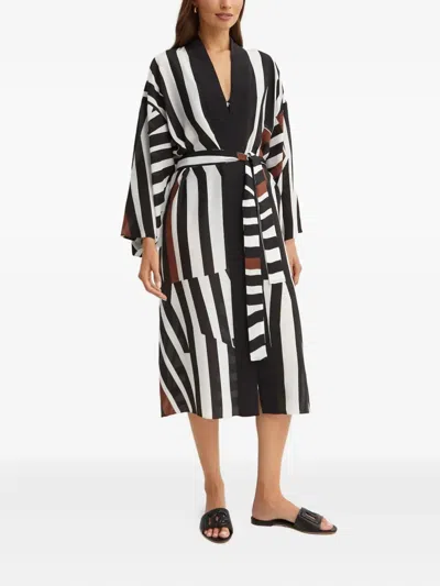 Max Mara Ovatte Striped V-neck Cover-up In Black