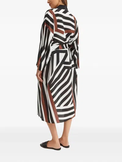 Max Mara Ovatte Striped V-neck Cover-up In Black