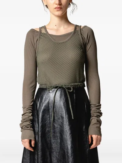 Muller Of Yoshiokubo Mesh-panelling Top In Gray