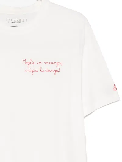Mc2 Saint Barth X Yuppies Embroidered-detail T-shirt In Neutral