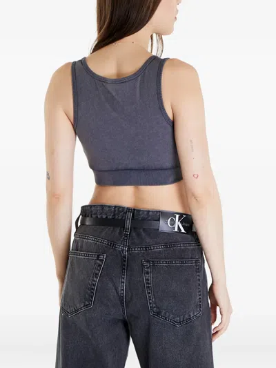 Calvin Klein Jeans Est.1978 Logo-patch Crop Top In Gray