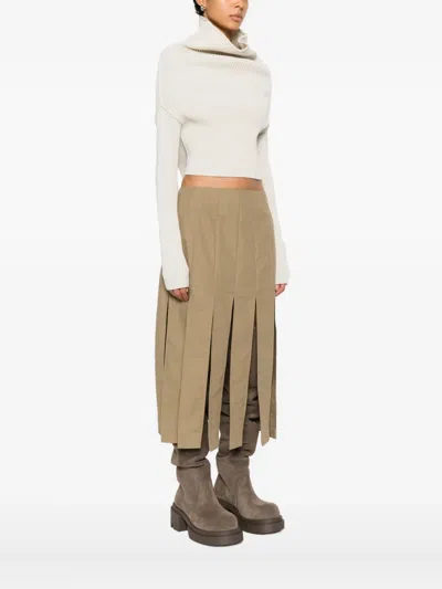 Rick Owens Roll-neck Ribbed Top In White