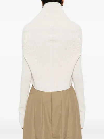 Rick Owens Roll-neck Ribbed Top In White