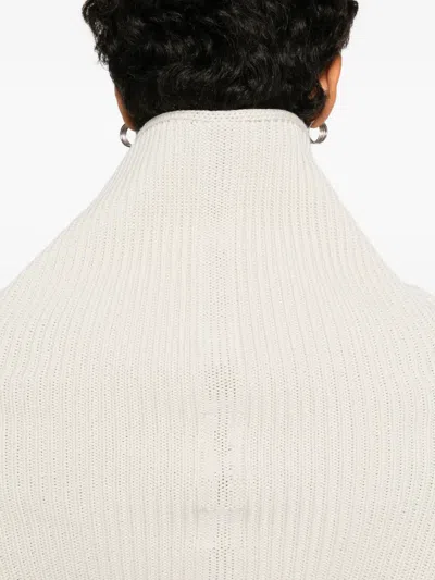 Rick Owens Roll-neck Ribbed Top In White