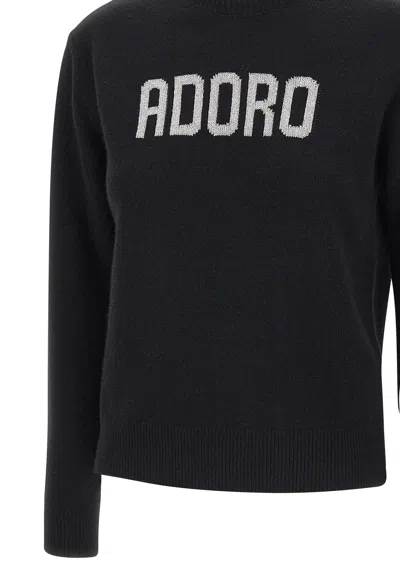 Mc2 Saint Barth Black Jacquard Wool Blend New Queen Sweater In Black