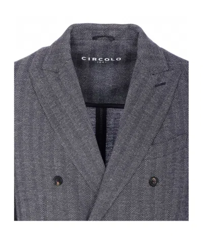 Circolo 1901 Double-breasted Chevron Jacket Pockets In Gray