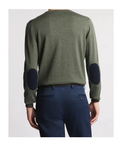 Fay Elbow-patch Crew-neck Sweater In Green