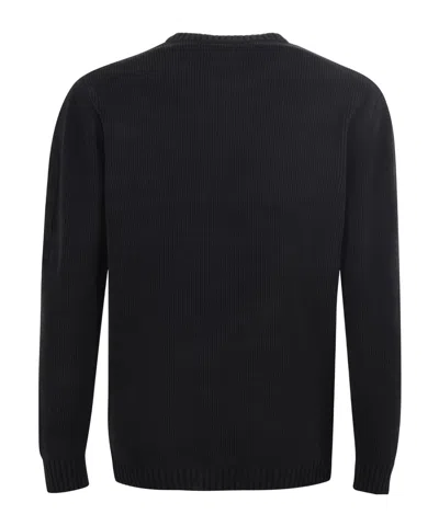C.p. Company Knitwear Crew Neck In Chenille Cotton In Black