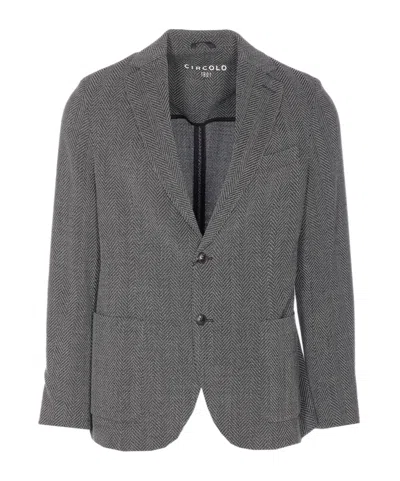 Circolo 1901 Chevron Motif Single Breasted Jacket In Gray