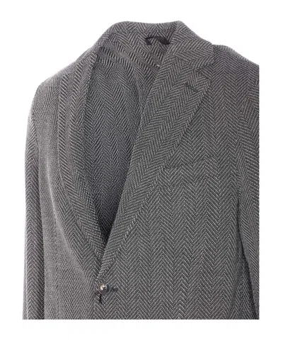 Circolo 1901 Chevron Motif Single Breasted Jacket In Gray