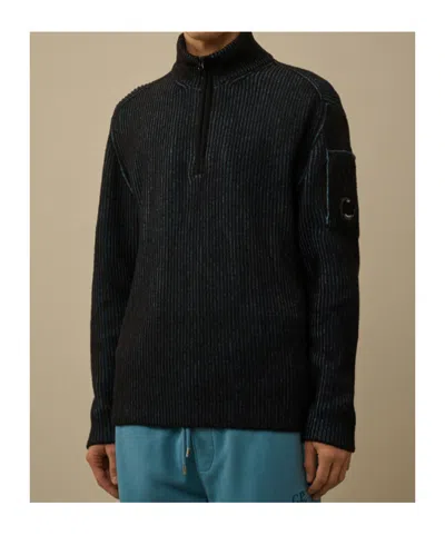 C.p. Company Logo-patch Sweater In Black